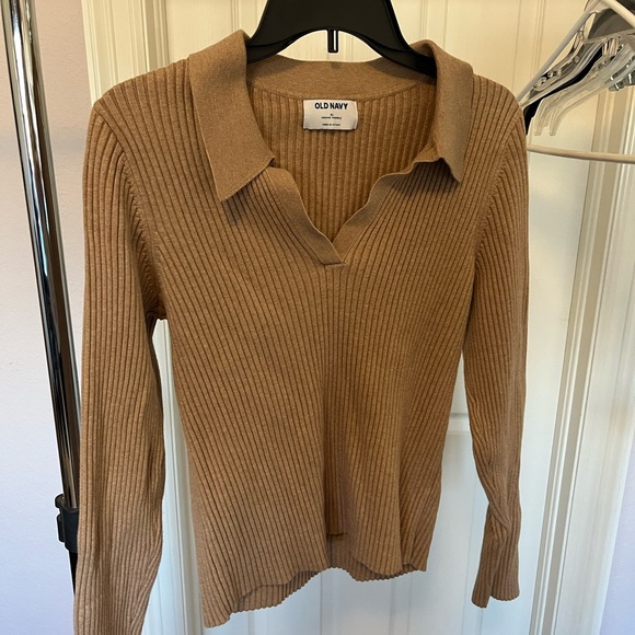 Old Navy collared and ribbed tan sweater, size XL - Picture 1 of 3